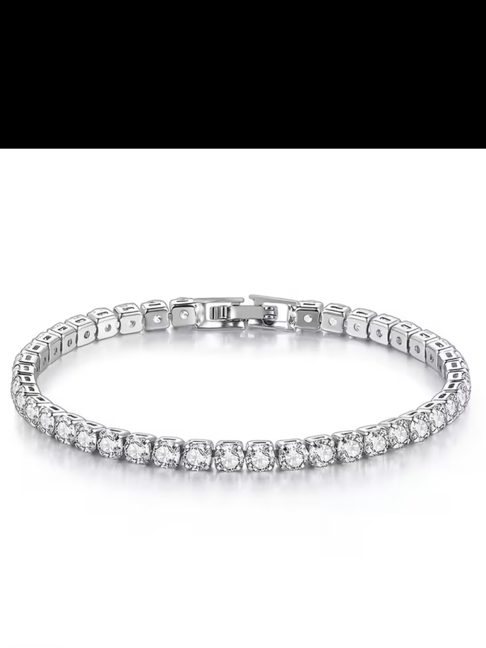 7 inches shiny Sterling Crystal Tennis Bracelet - Silver
